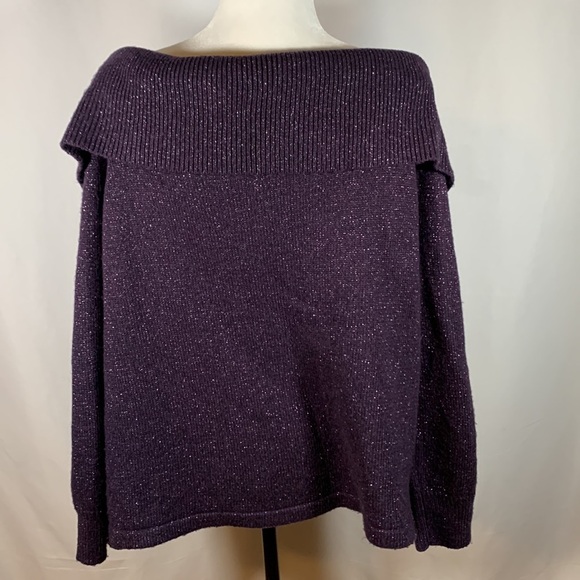 Addition Elle Sparkly Purple Knit Pullover Sweater - Picture 5 of 7